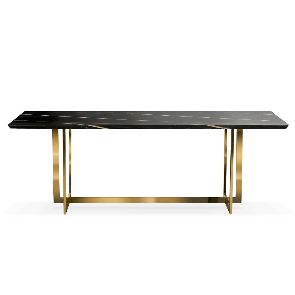 Marble Tisch 180x90 mit schwarzem Marmor / goldenen Beine