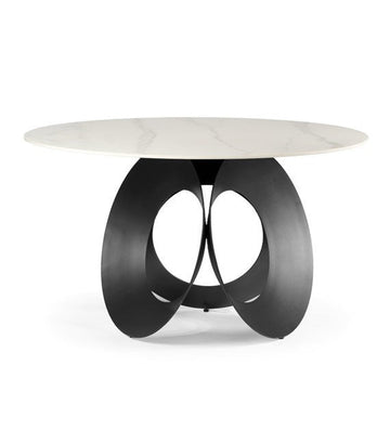 Parma Tisch aus weißem Marmor / schwarzes Bein